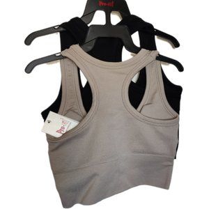 Set of 2, Pro-Fit Sportswear Tops | Black & Beige | M